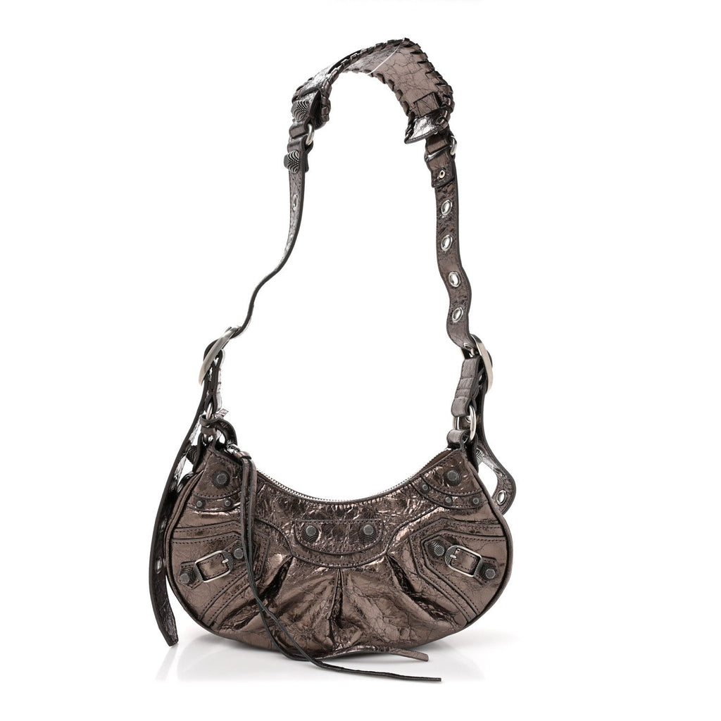 Metallic Agneau Arena Le Cagole Shoulder Bag XS Dark Bronze