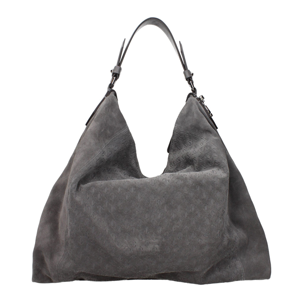 Gray Suede Shoulder Bag