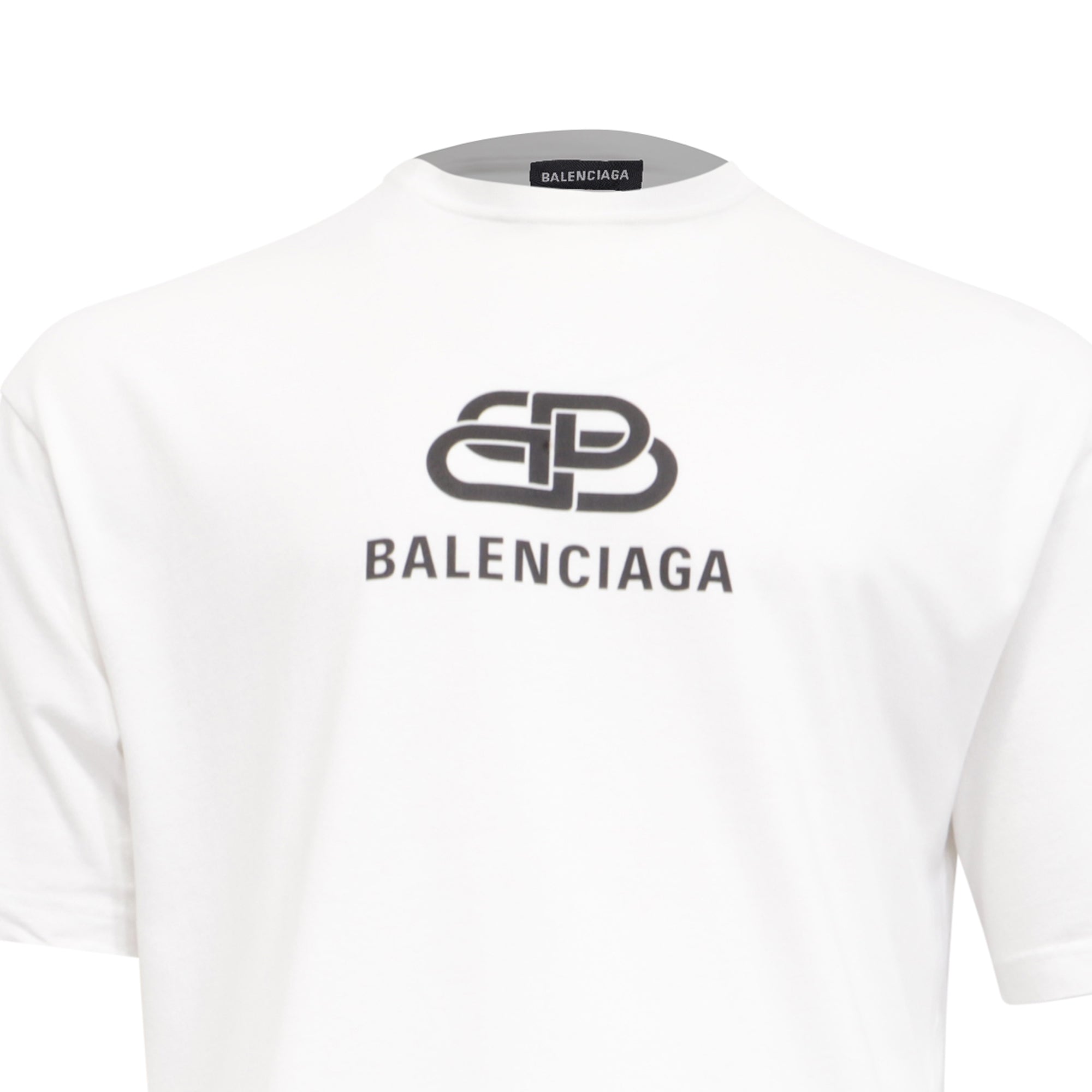 Balenciaga Interlocking BB Logo-Print T-Shirt in White Cotton women