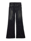 Balenciaga Women Crinkled Effect Wide Leg Jeans With Washed And Worn-Out Details