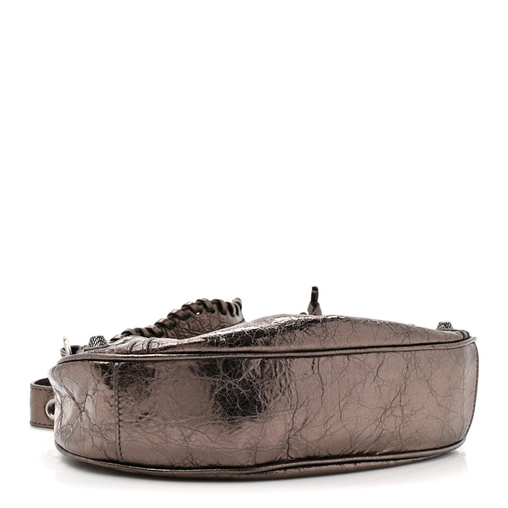 Metallic Agneau Arena Le Cagole Shoulder Bag XS Dark Bronze