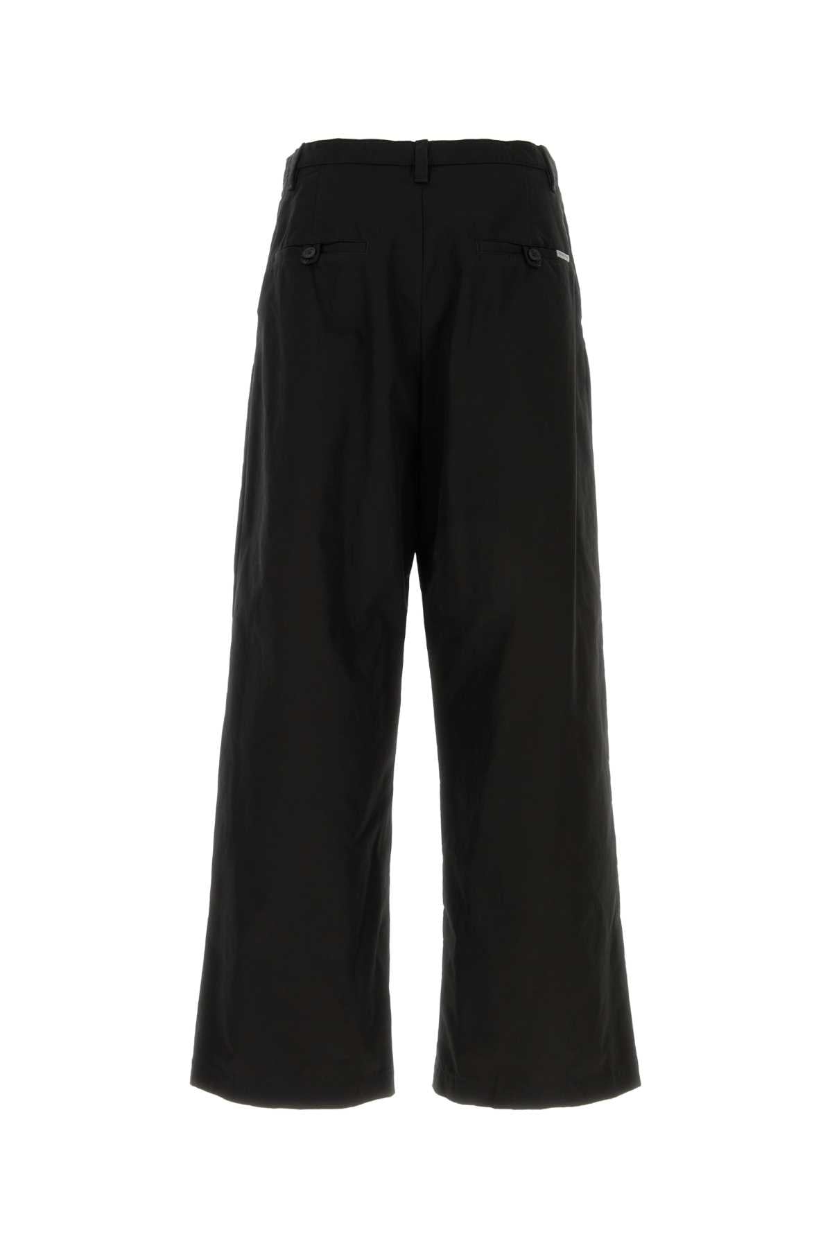 Balenciaga Men Black Cotton Wide-Leg Pant