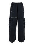 Balenciaga Men Black Cargo Pants With Applied Rings On Front And Back In Cotton For Men