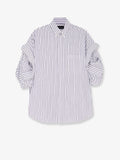 Balenciaga Tucked Sleeve Striped Cotton women Shirt White