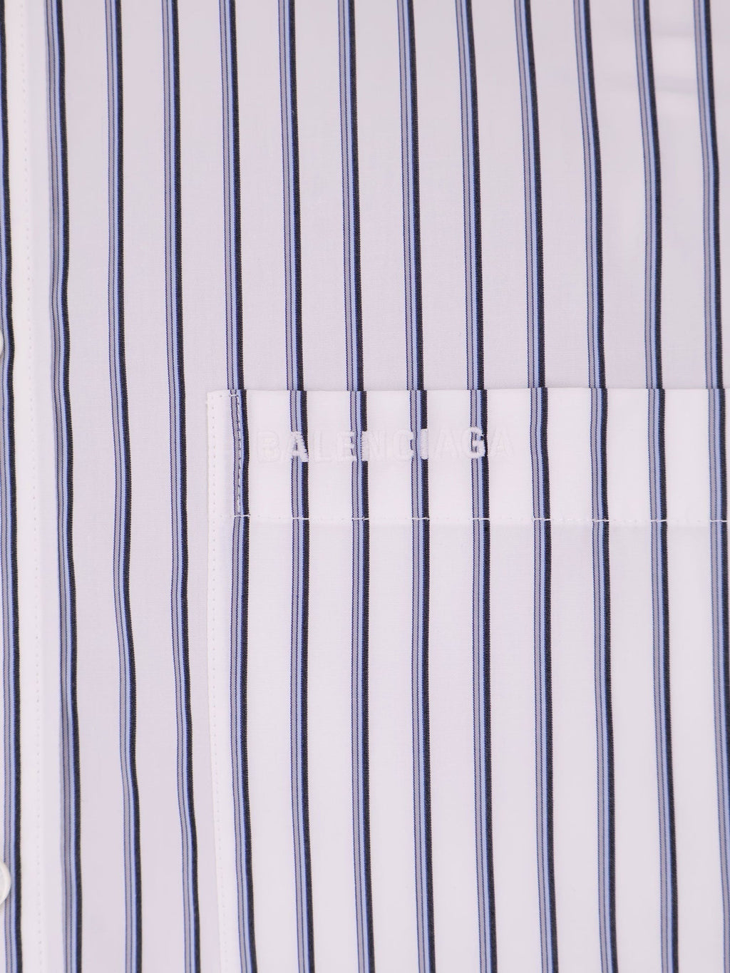 Balenciaga Tucked Sleeve Striped Cotton women Shirt White