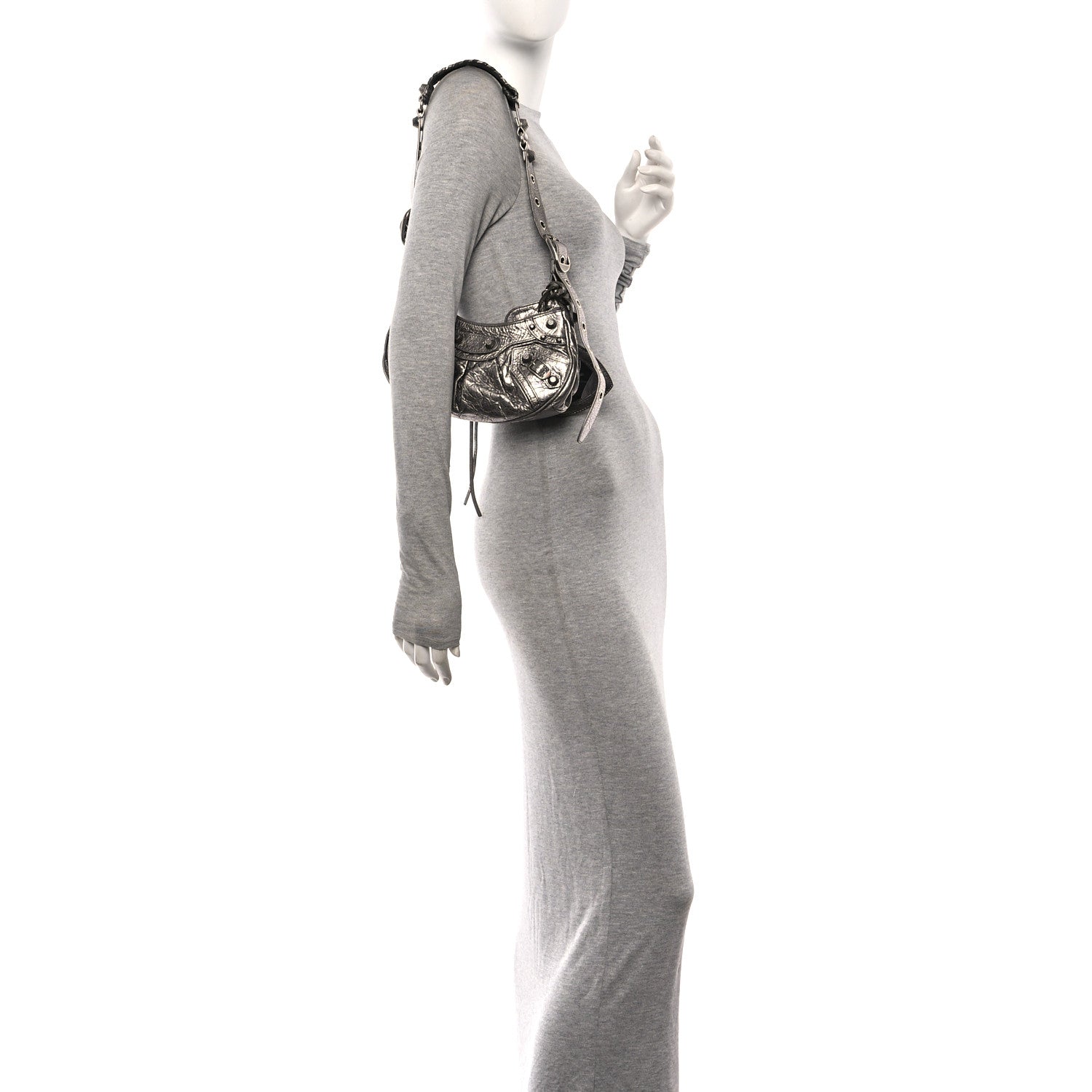 Metallic Agneau Arena Le Cagole Shoulder Bag XS Silver