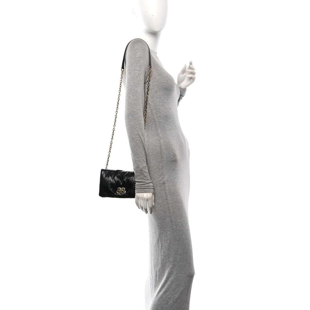 Arena Puffy Monaco Chain Shoulder Bag Black