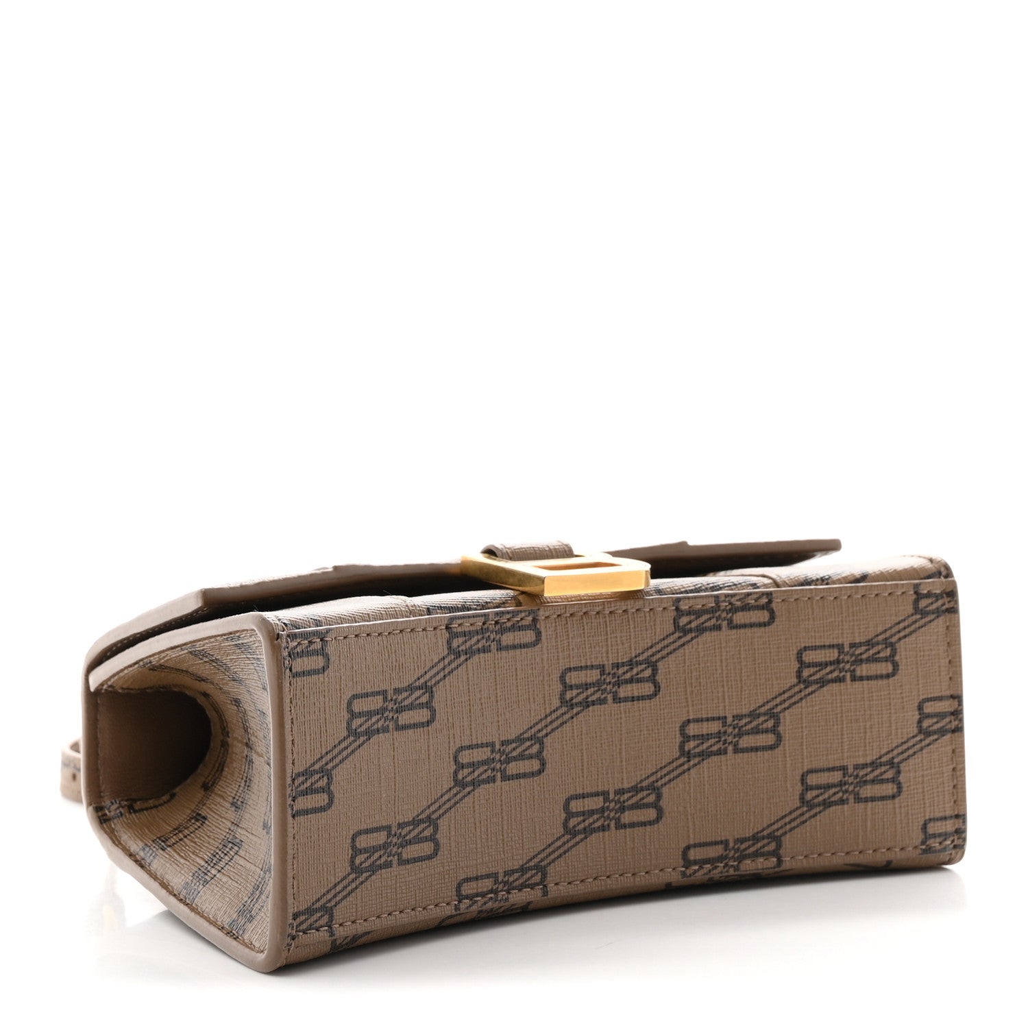 Coated Canvas BB Monogram Hourglass Top Handle Bag XS Beige Brown