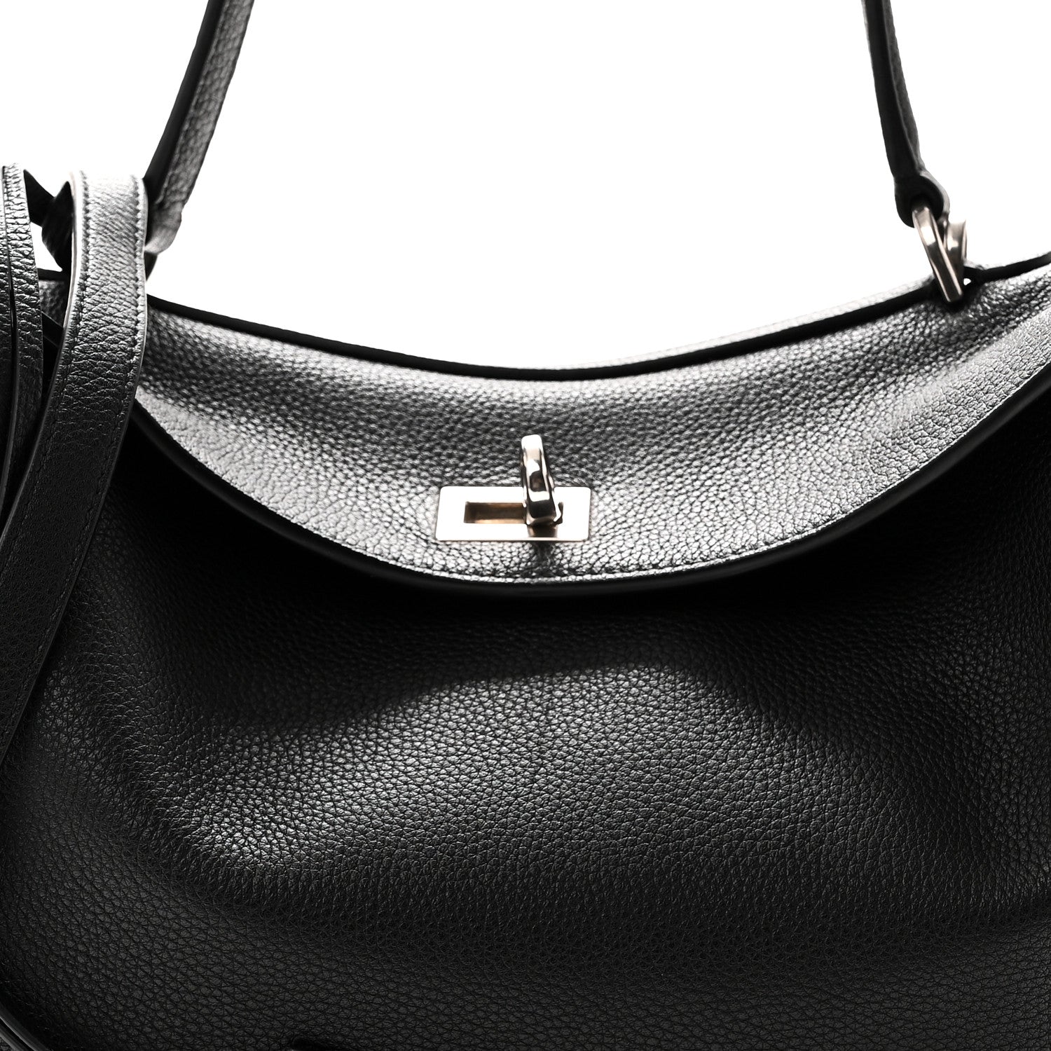 Grained Calfskin Small Rodeo Top Handle Handbag Black
