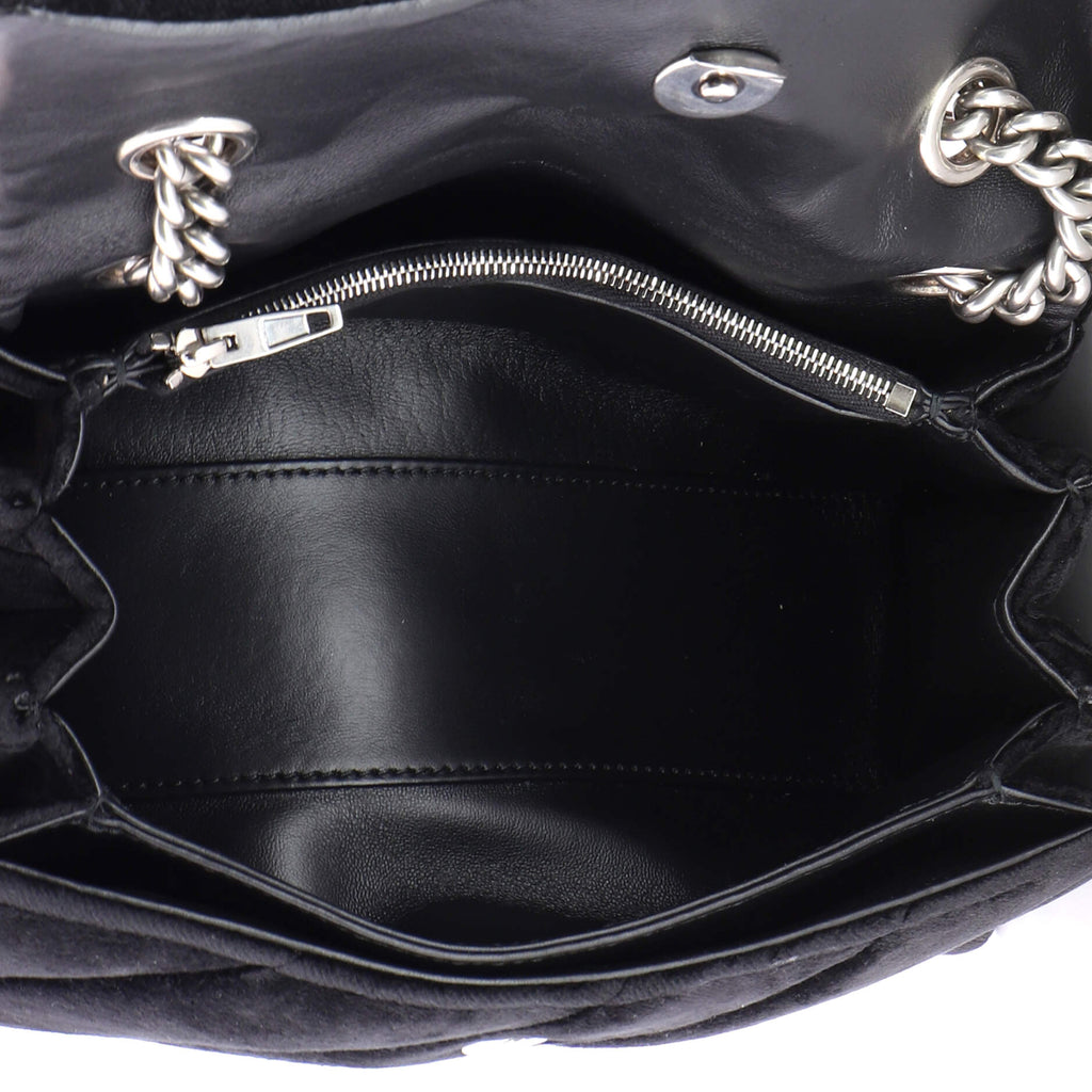Crush Chain Flap Bag Quilted Velvet Small