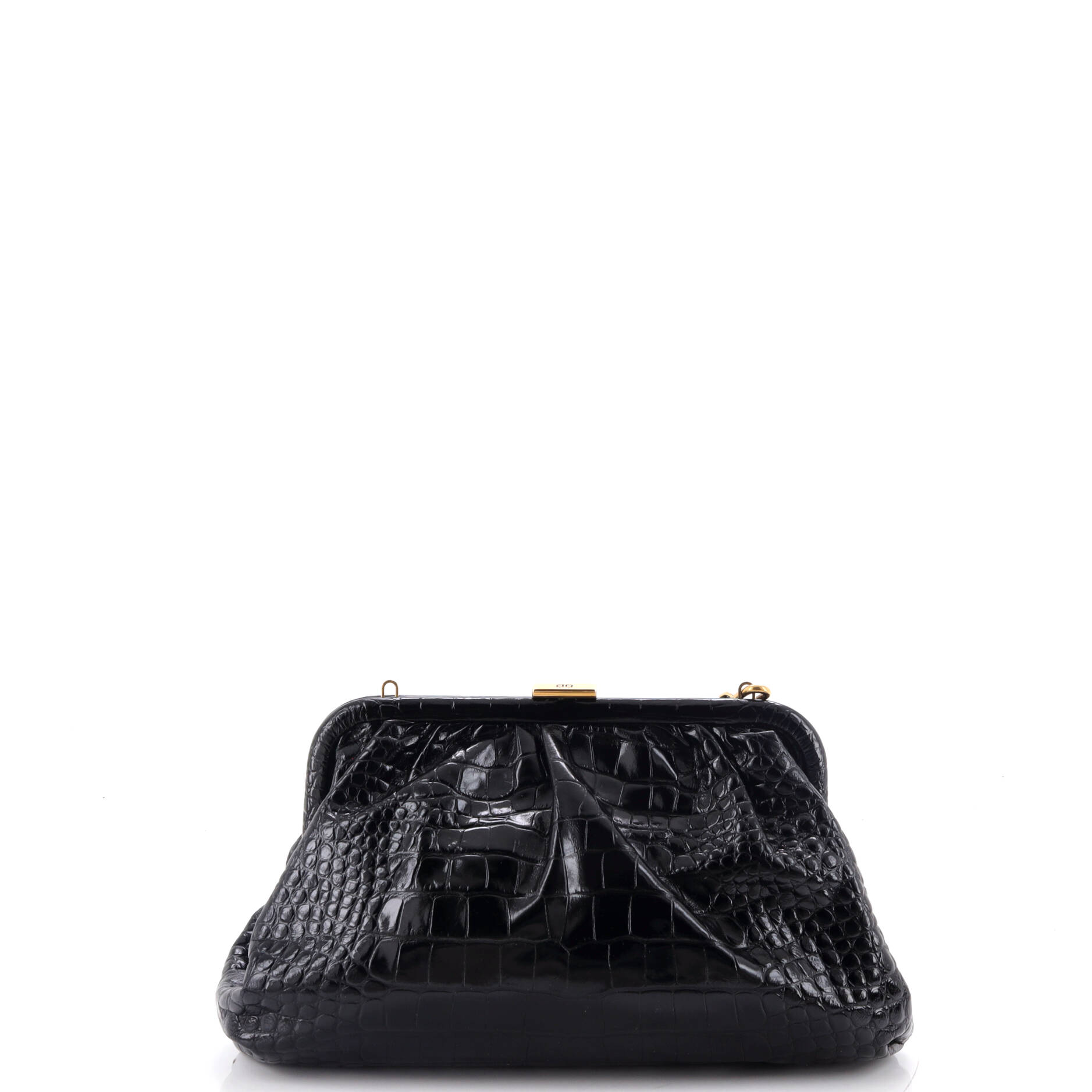 Cloud Clutch Crocodile Embossed Leather Large