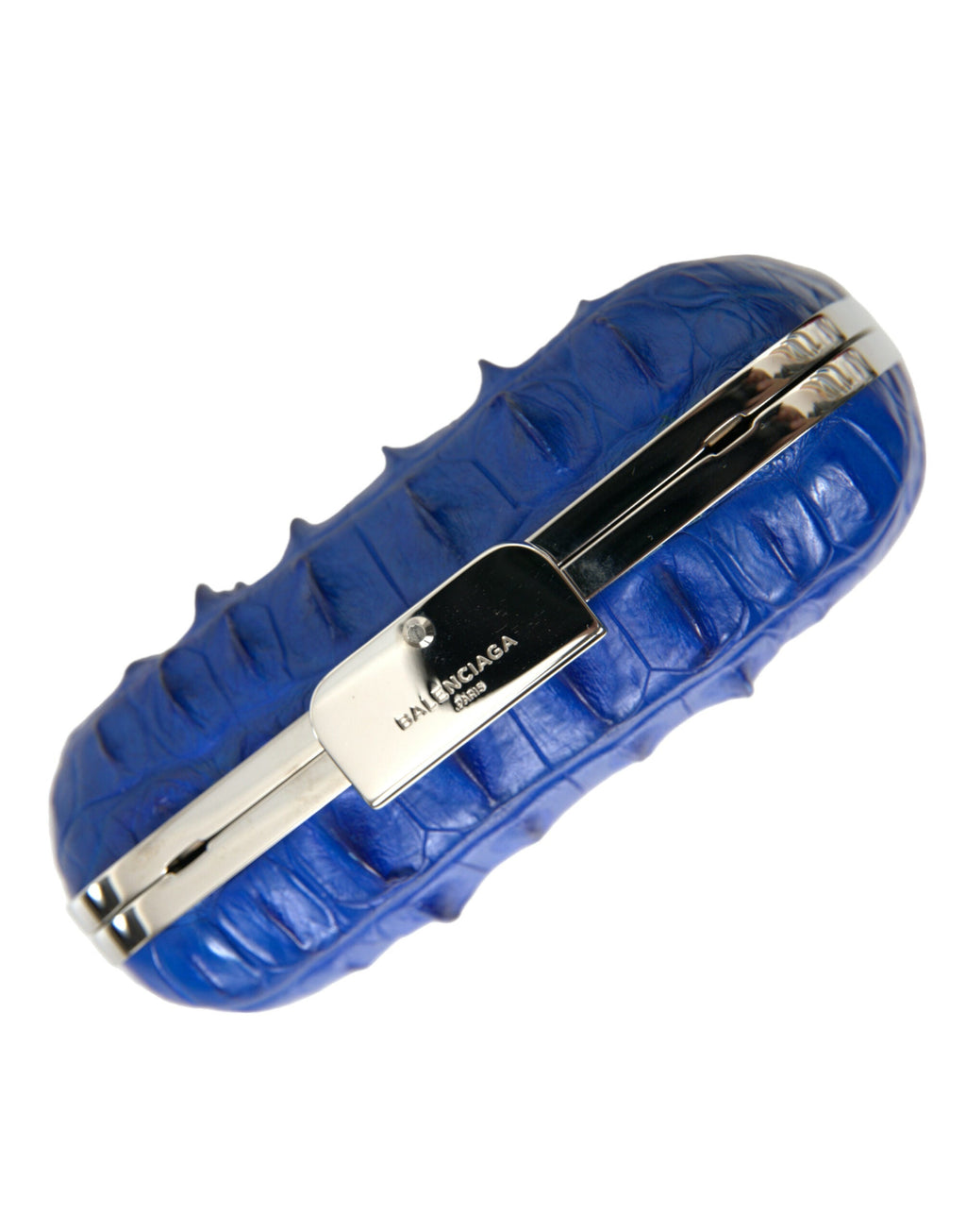 Blue Electrique Exotic Skin Shoulder Box Clutch