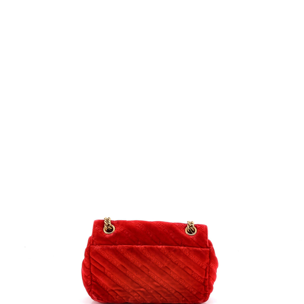BB Chain Round Shoulder Bag Quilted Velvet Small