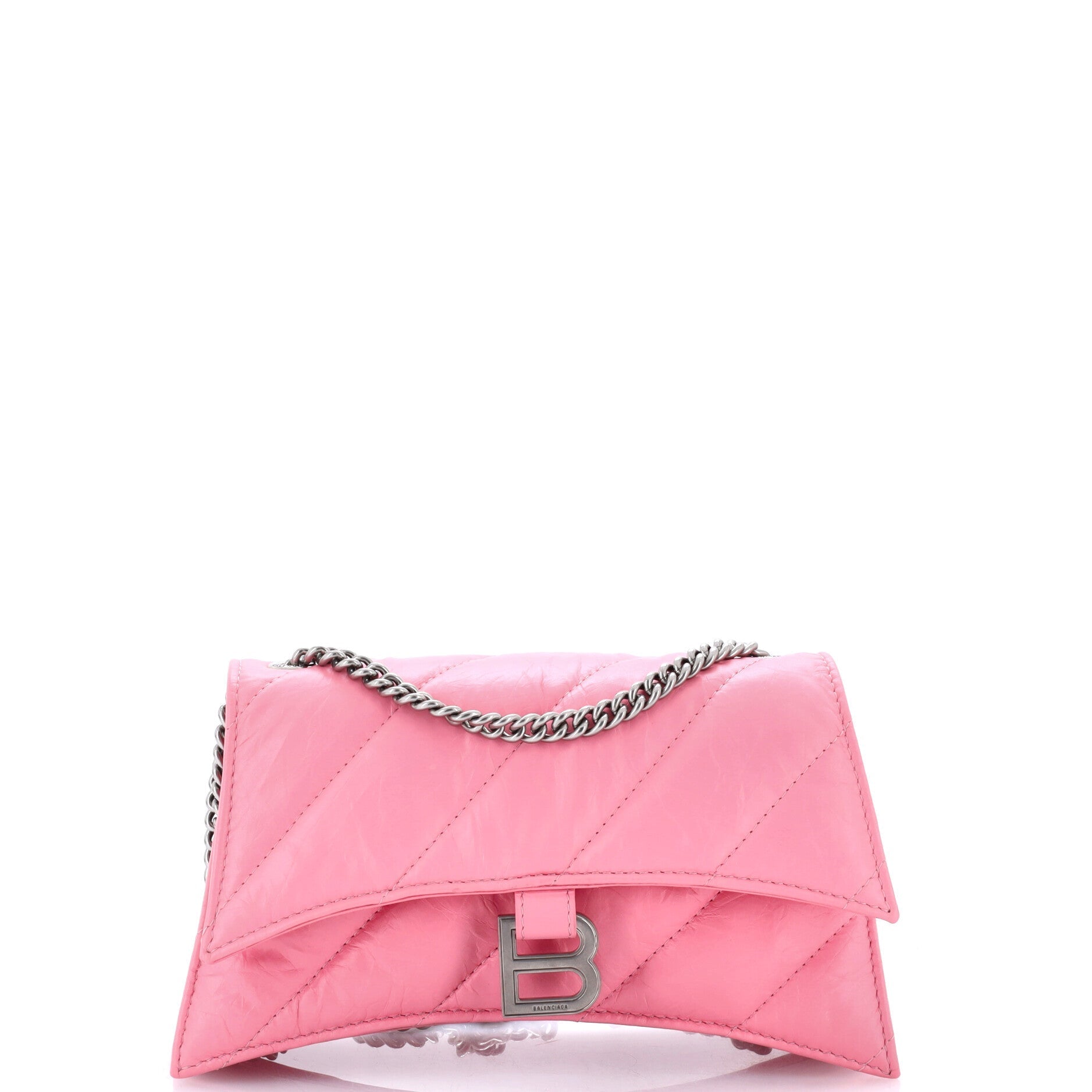 Crush Chain Flap Bag Quilted Crushed Calfskin Small