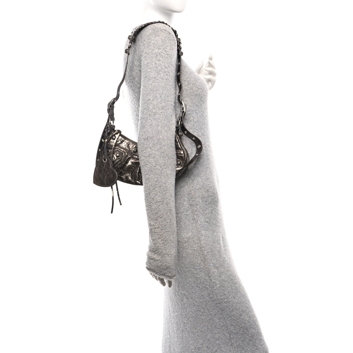 Metallic Agneau Arena Le Cagole Shoulder Bag XS Dark Bronze