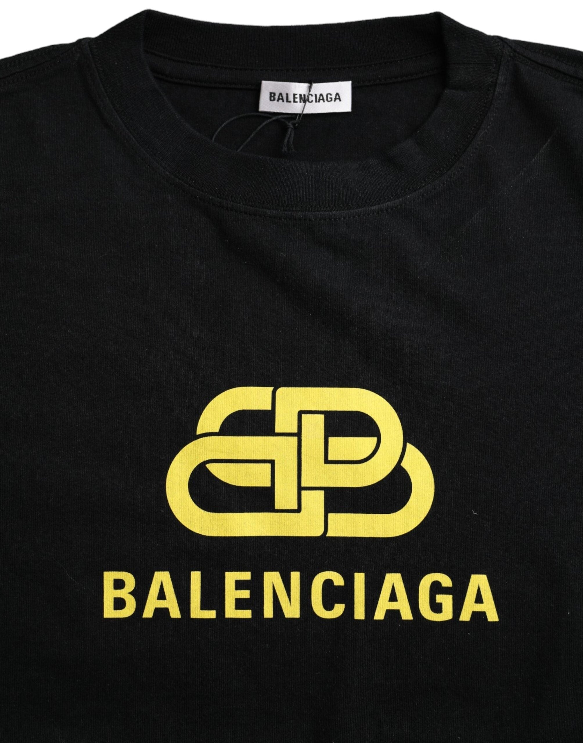 Balenciaga Black Cotton Logo Print Crew Neck Short Sleeves women T-shirt