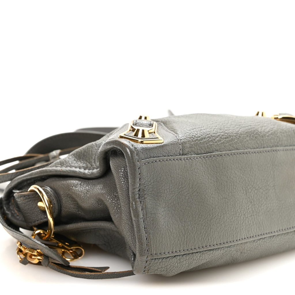 Chevre Gold Metallic Edge Hardware Mini City Gris Acier