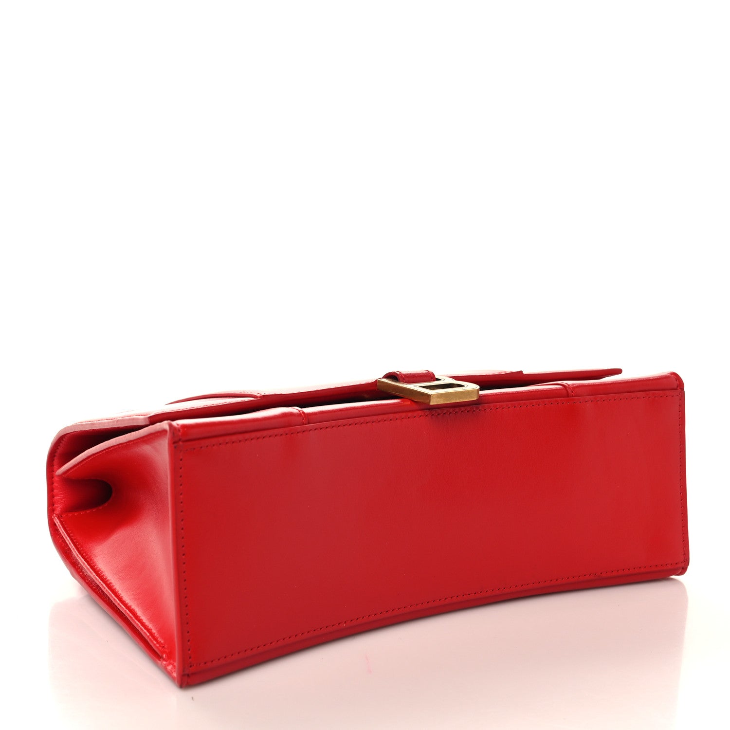 Shiny Box Calfskin Medium Hourglass Top Handle Bag Bright Red