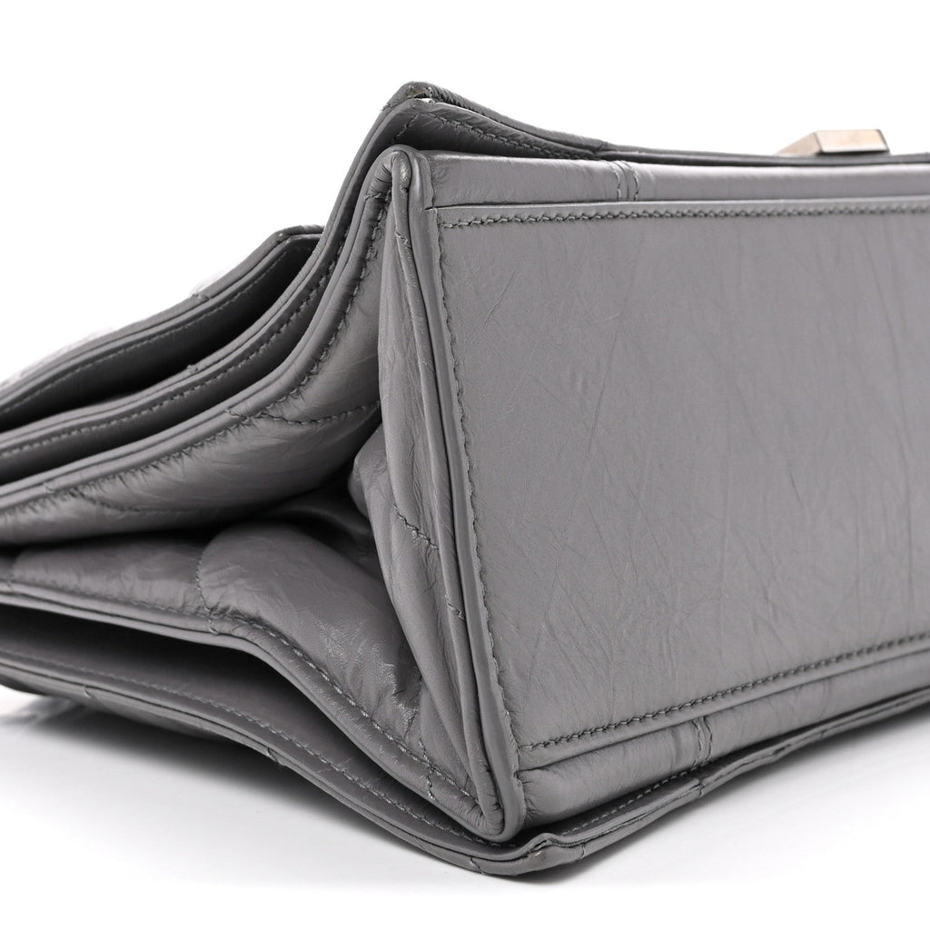 Crushed Calfskin Quilted Medium Crush Chain Bag Dark Grey
