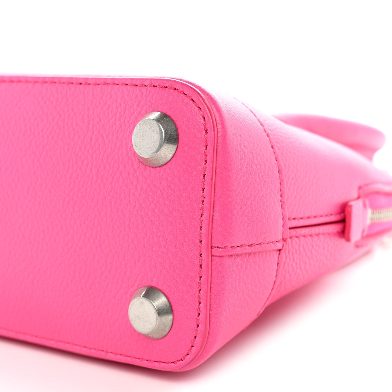 Signature Grained Calfskin Logo XXS Ville Top Handle Bag Fuchsia