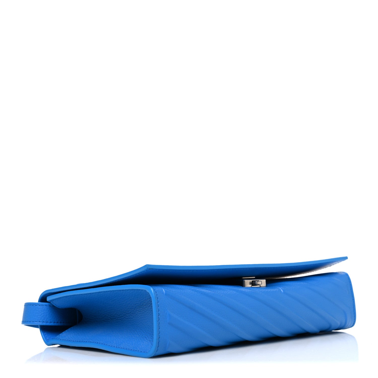 Grained Calfskin Embossed Car Flap Bag Petroleum Blue