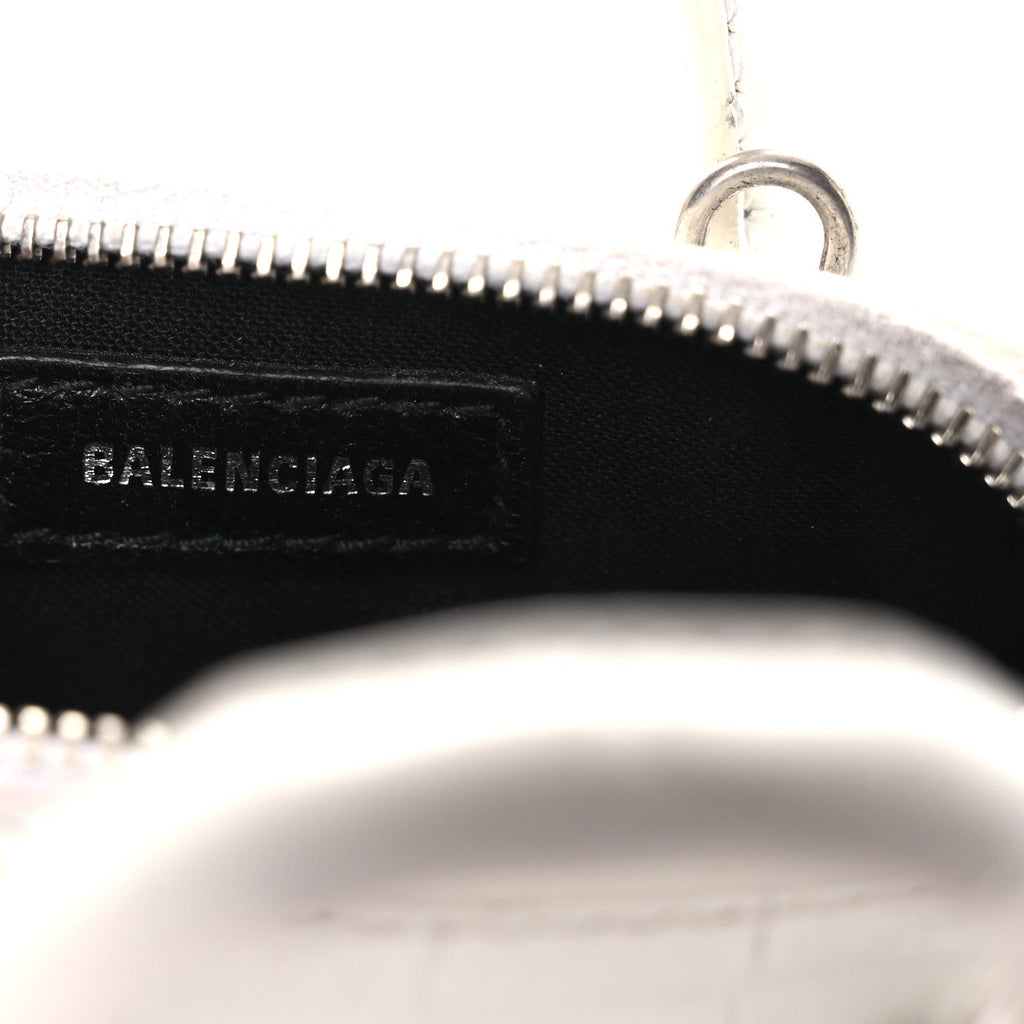 Calfskin Logo Crocodile Embossed Mini Ville Top Handle Bag White Black