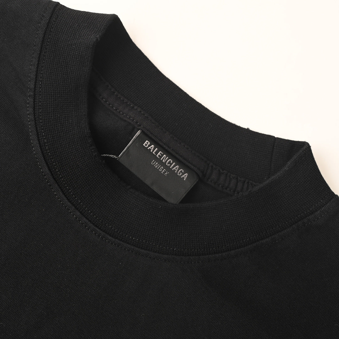Balenciaga Short-Sleeve T-Shirt with Front and Back Rhinestone Embellishments