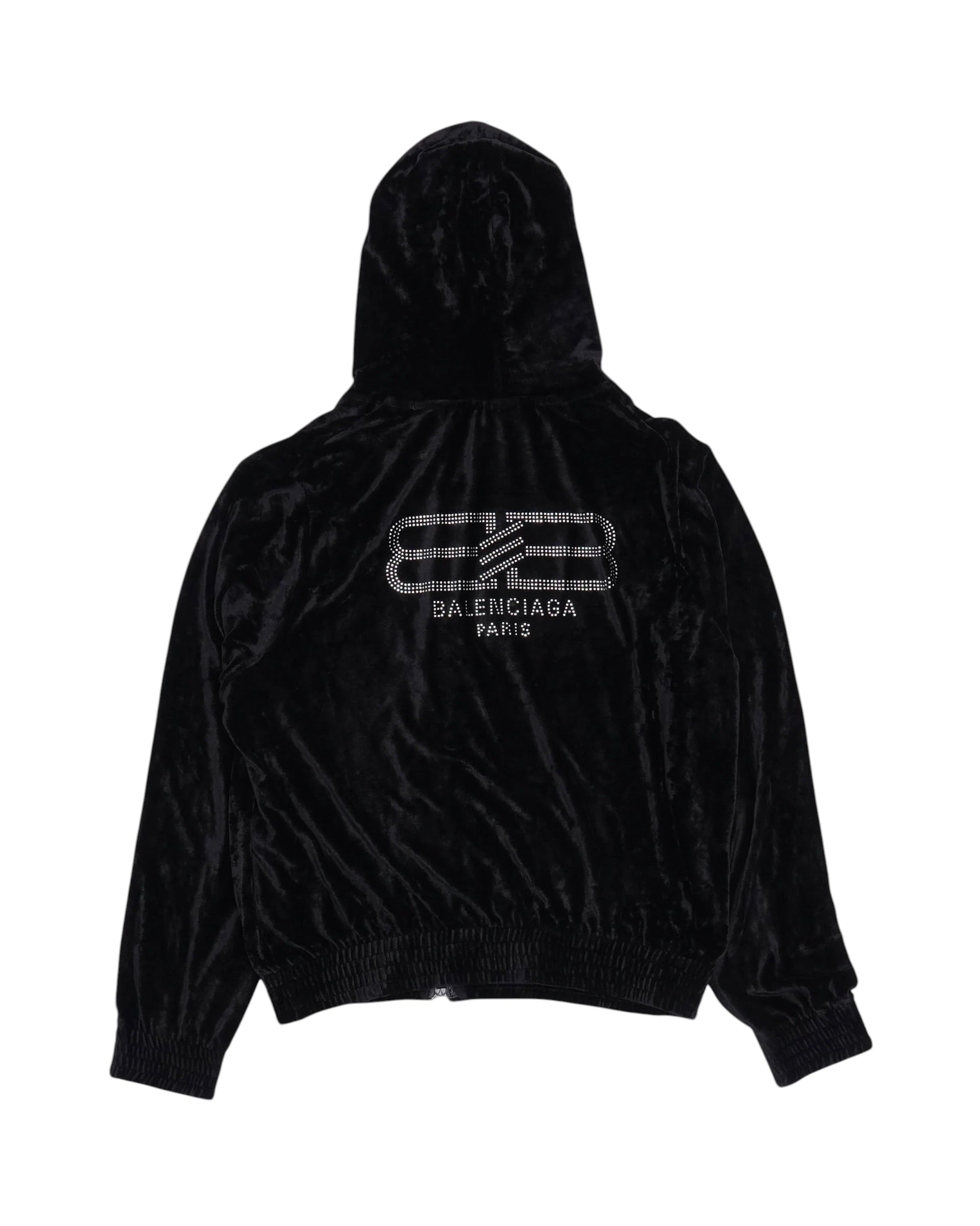 Balenciaga Velour Hoodie Rhinestone "Black"