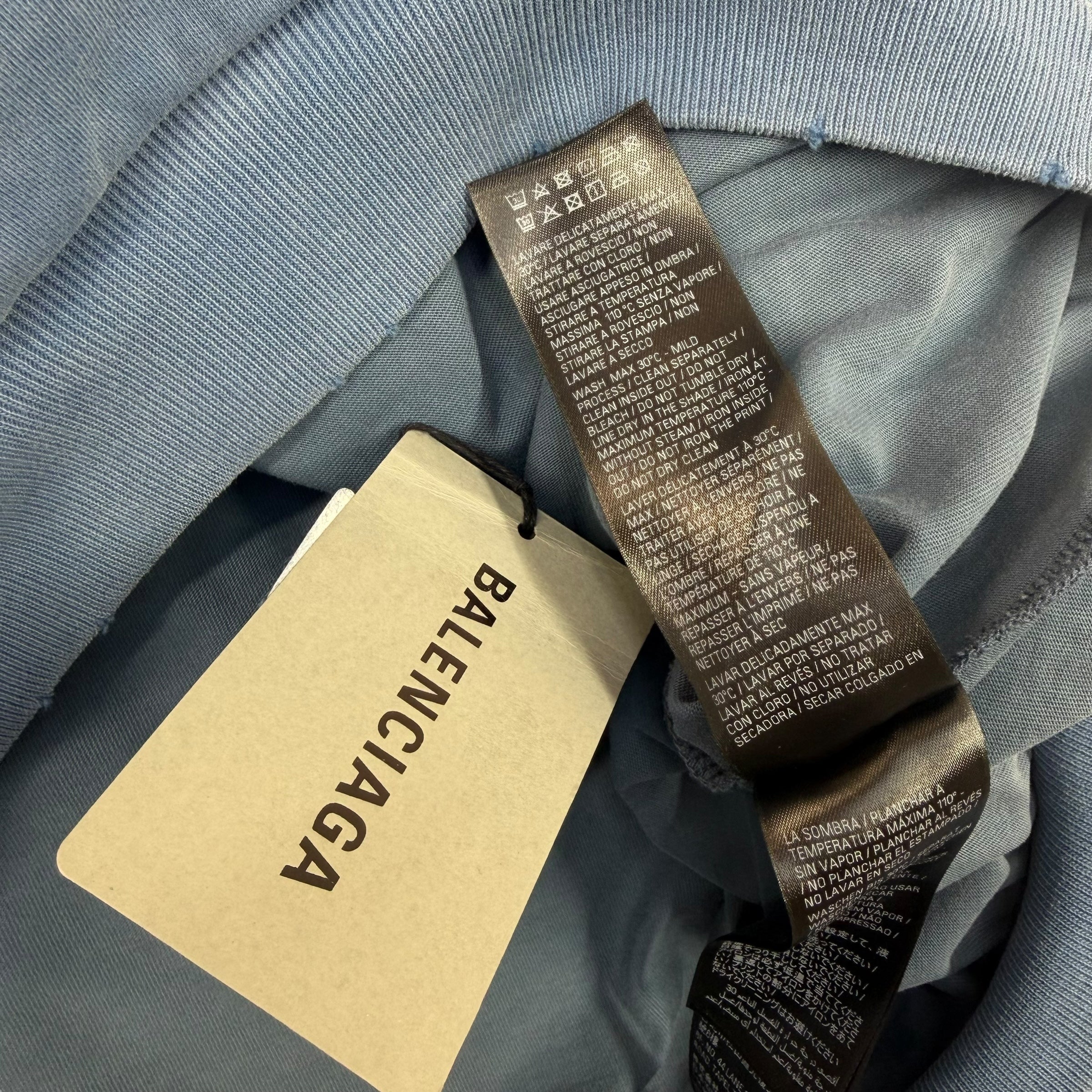 Balenciaga Washed Destruction Printed Logo Hoodie M Women