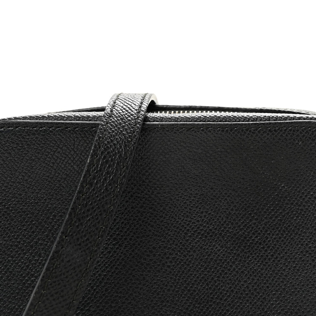 Signature Grained Calfskin Logo XS Ville Camera Bag Black White
