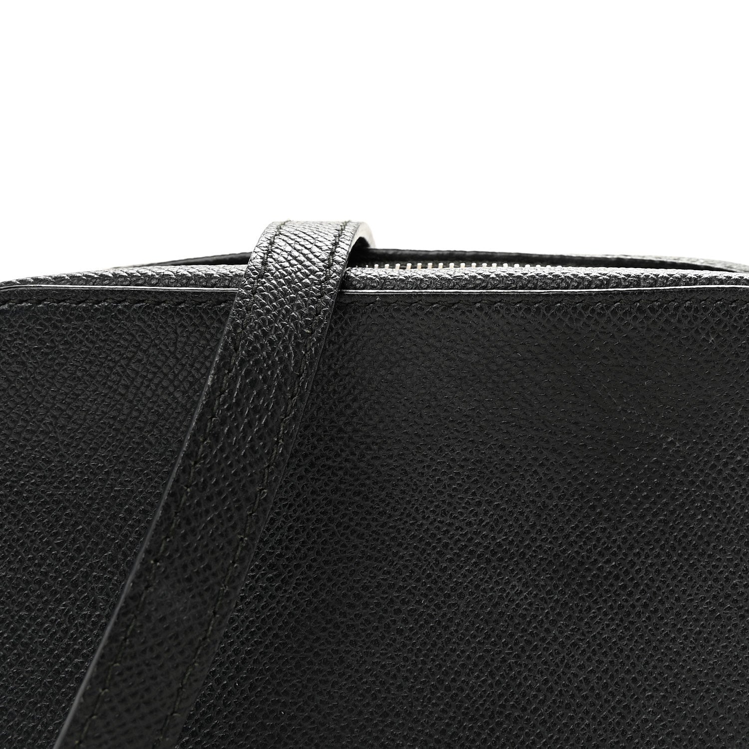 Signature Grained Calfskin Logo XS Ville Camera Bag Black White
