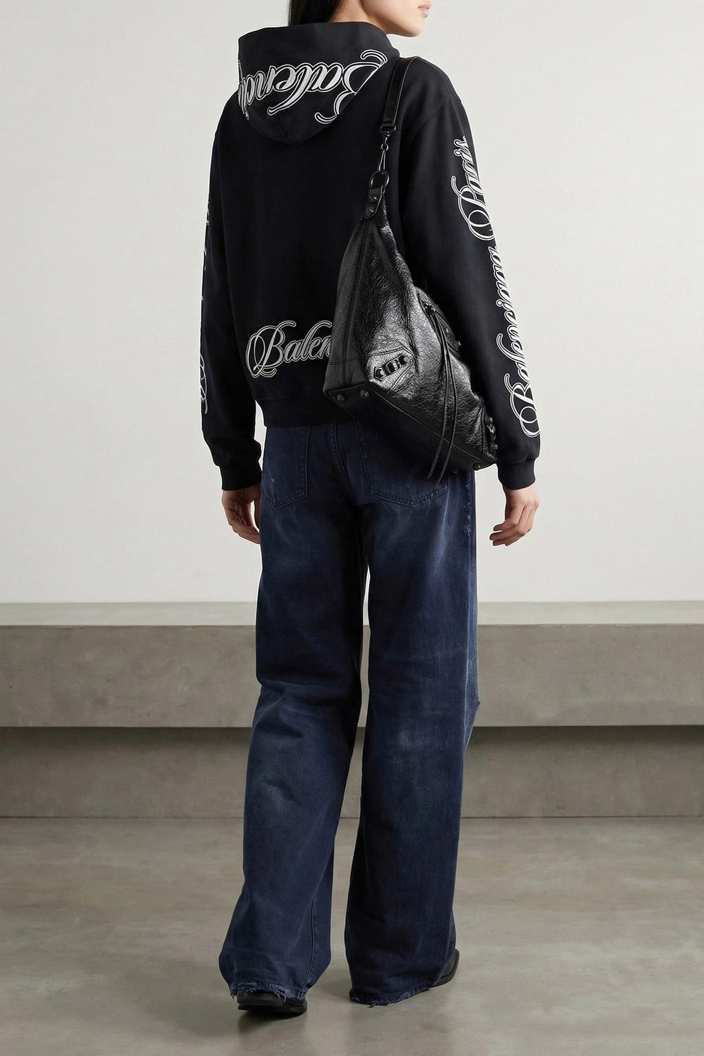Balenciaga Cursive Embroidered Hoodie Women