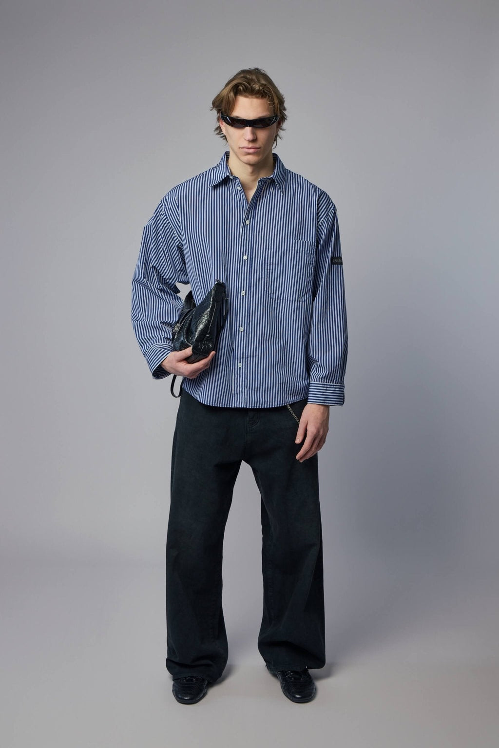 Oversized Shirt Navy White Stripes