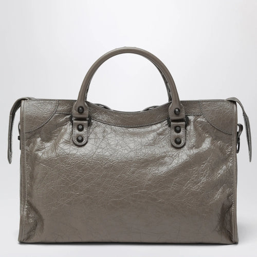 Balenciaga - Le City medium handbag in dark walnut leather