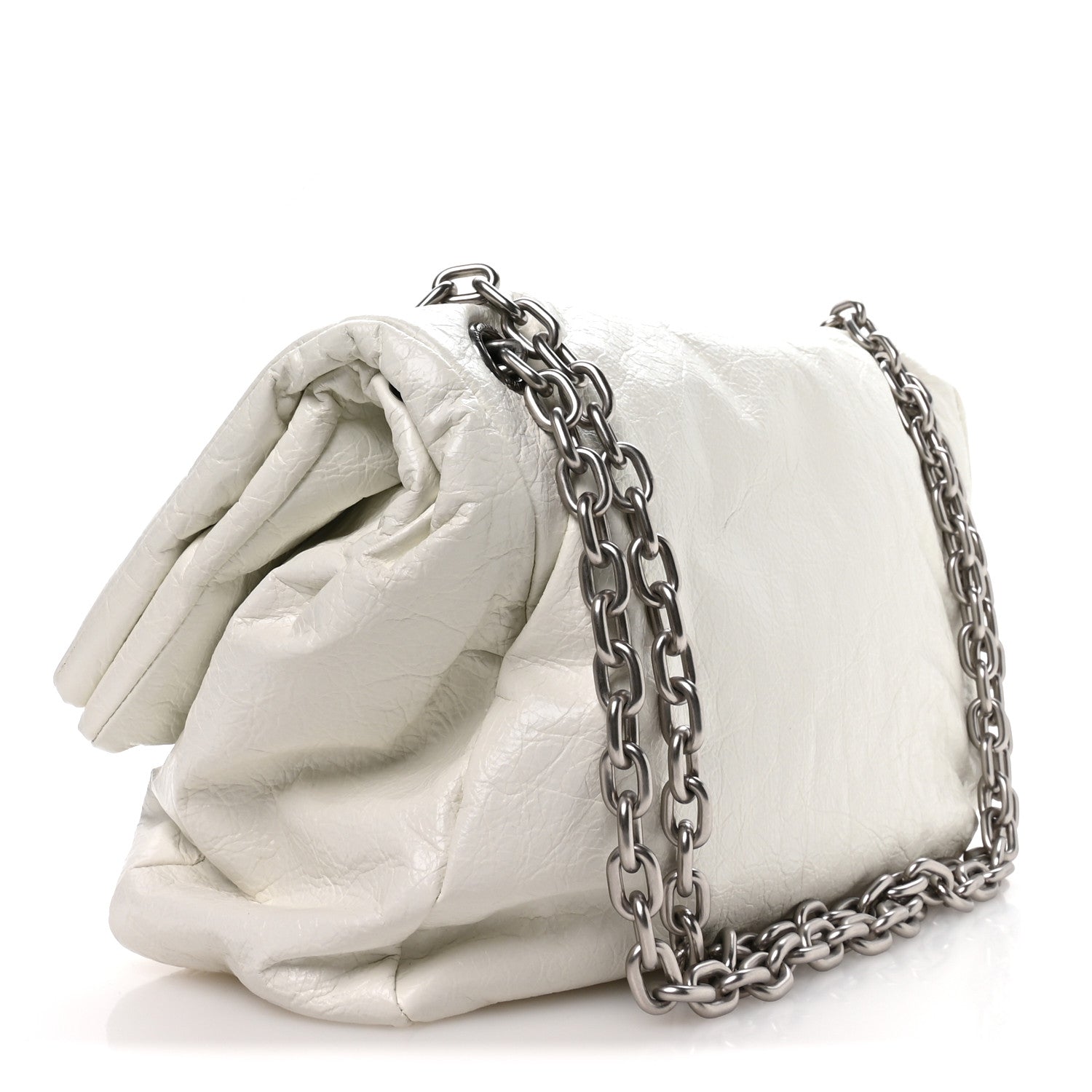 Arena Calfskin Nylon Medium Monaco Chain Shoulder Bag Optic White