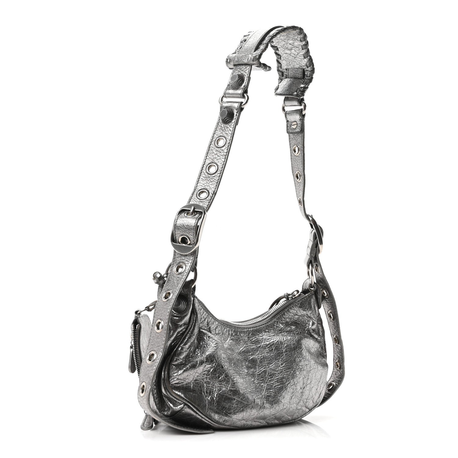 Metallic Agneau Arena Le Cagole Shoulder Bag XS Silver