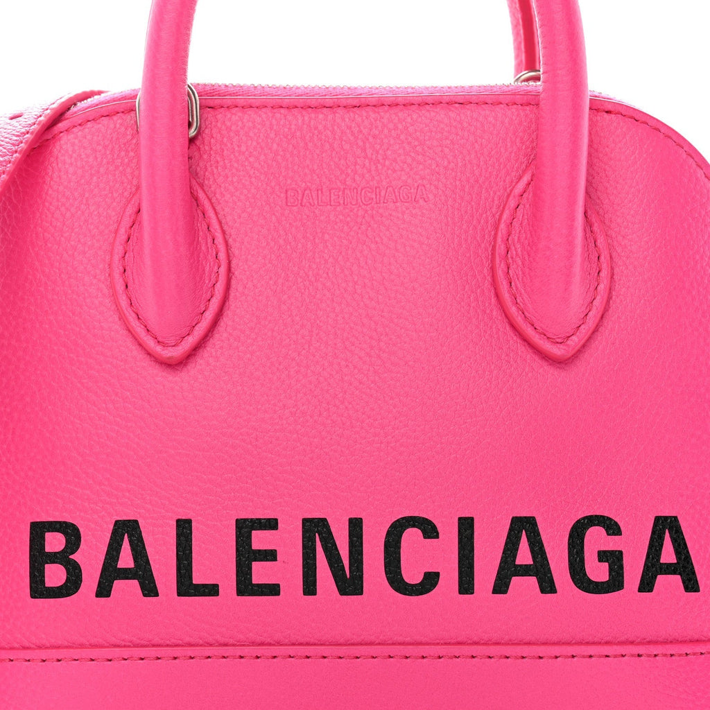 Signature Grained Calfskin Logo XXS Ville Top Handle Bag Fuchsia