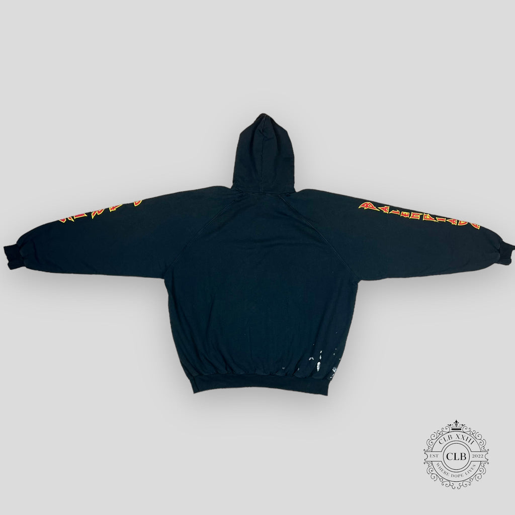 BALENCIAGA METAL OVERSIZED CINCHED HOODIE- BLACK